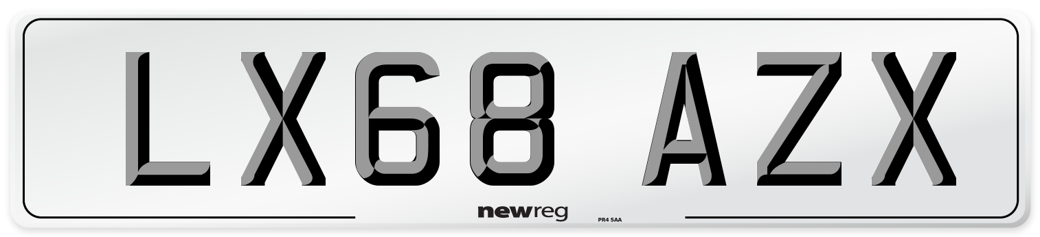 LX68 AZX Number Plate from New Reg